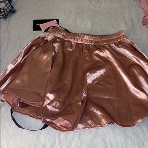 PLT Pink Satin Flowy Shorts